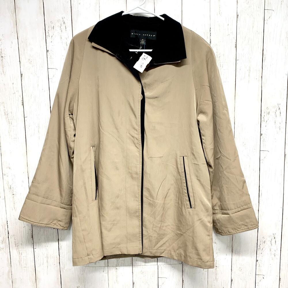 Vintage Misty Harbor‎ Jacket Women Size 6P Collared Full Zip Long Trench Pockets